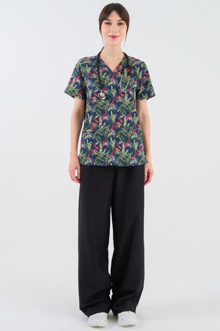In the Jungle Women's 3-Pocket Scrub Top