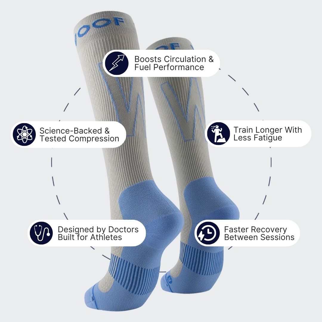 Performance Compression Socks, Grey and Blue