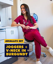 joggers v-neck in burgundy