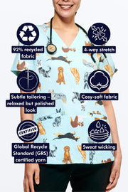 Down Under Dogs Women’s 3-Pocket Scrub Top