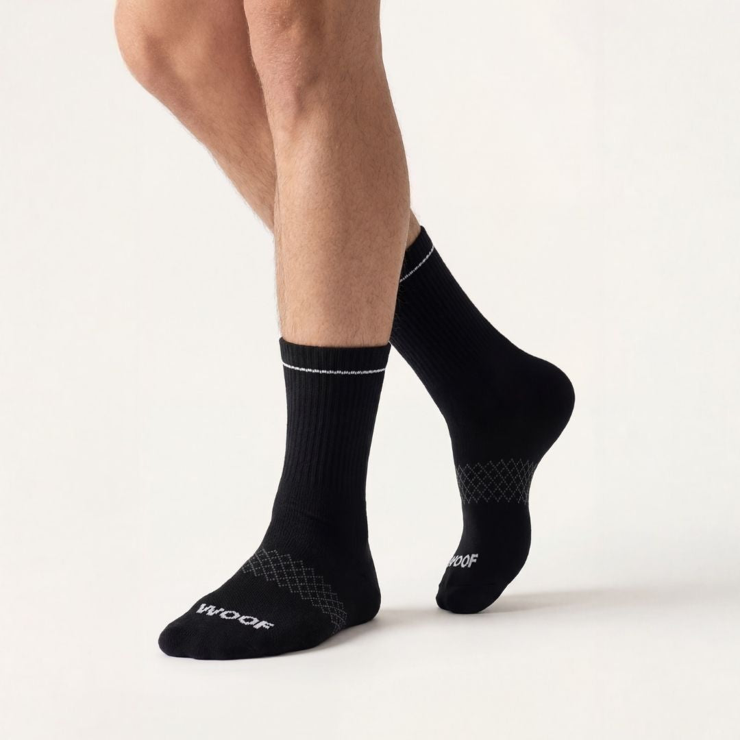 Bamboo Crew Compression Socks | Black | Medium Graduated