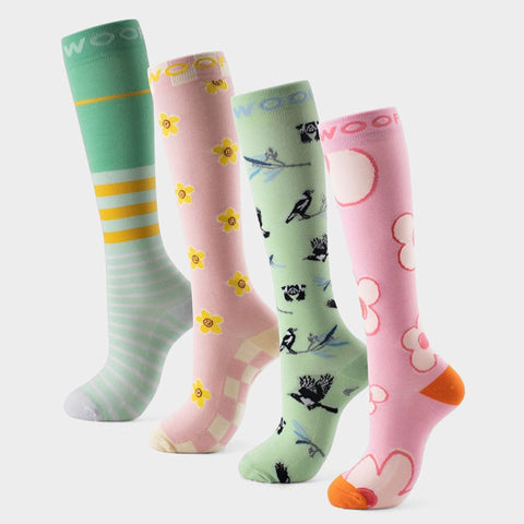 Pattern Party Bamboo Compression Socks 4 Pack
