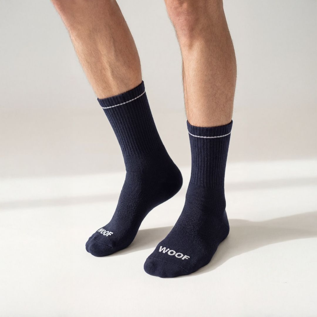 Navy Bamboo Crew Compression Socks
