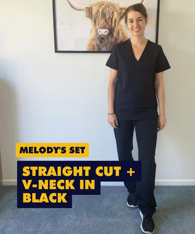 straight cut v-neck in black