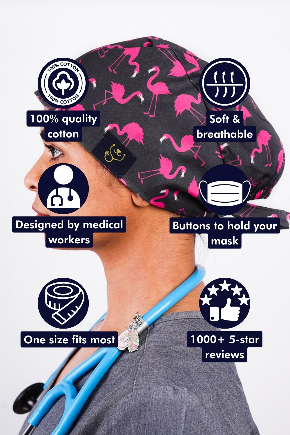 Flamingo Scrub Caps | Dr. Woof Apparel