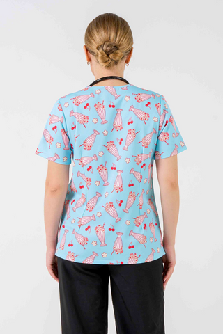 Cherry Milkshake Women’s 3-Pocket Scrub Top