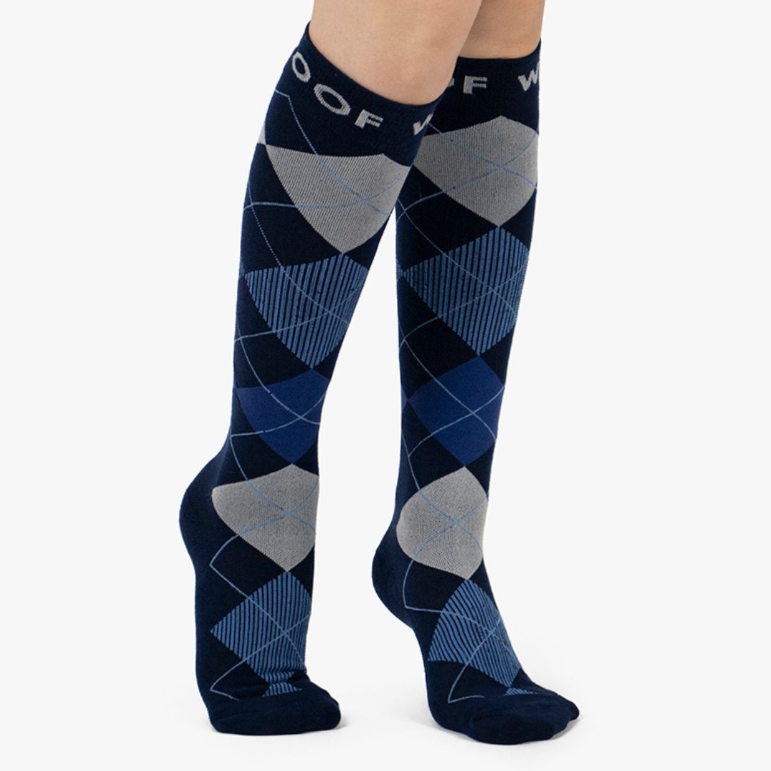 Midnight Argyle Bamboo Compression Socks | Dr. Woof Apparel