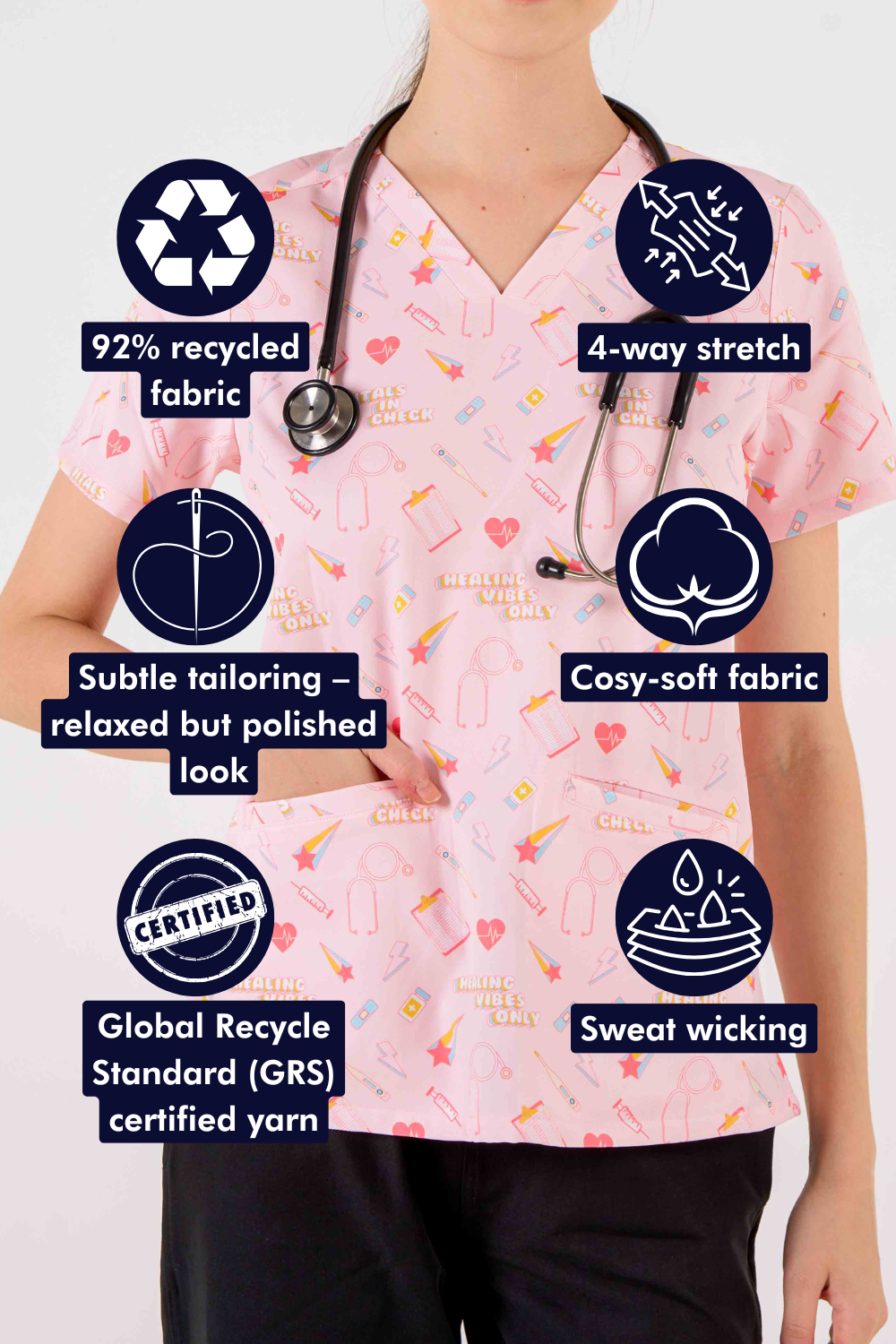 Vitals Women’s 3-Pocket Scrub Top