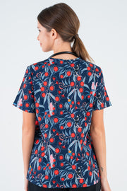 Red Flowering Gum Women’s 3-Pocket Scrub Top
