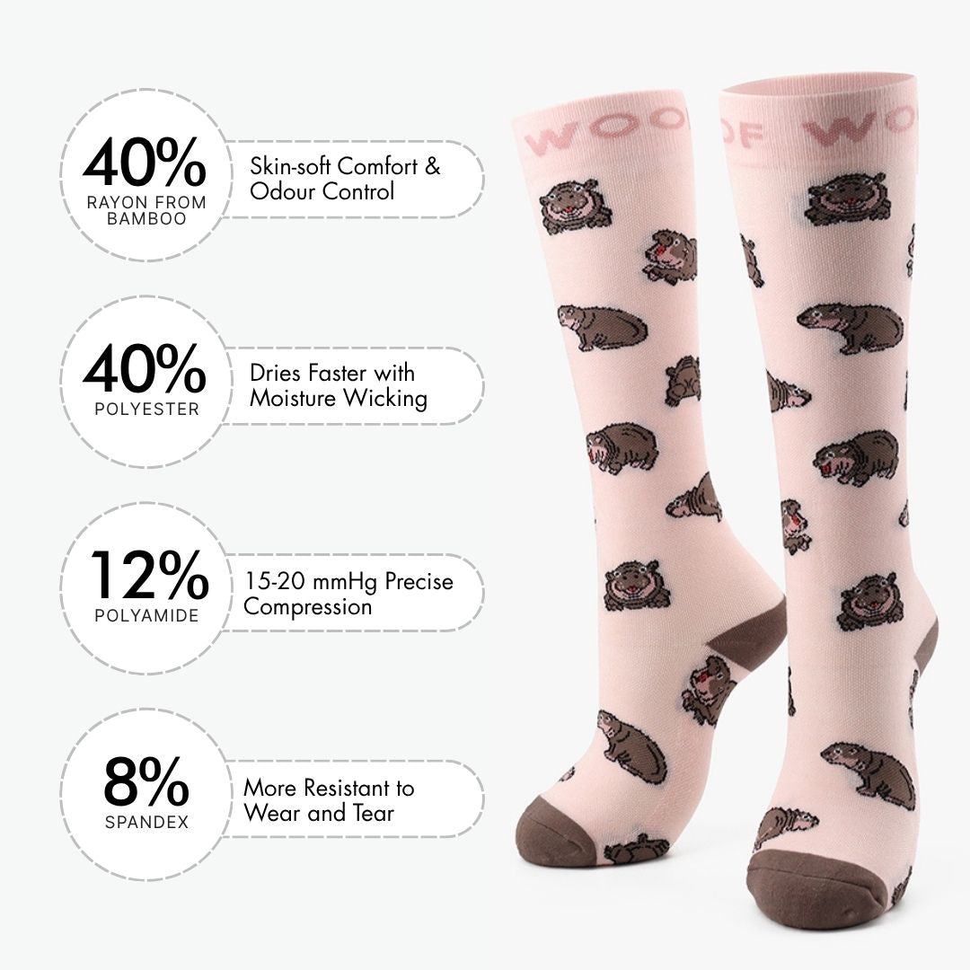 Sassy Hippo Bamboo Compression Socks | Dr. Woof Apparel