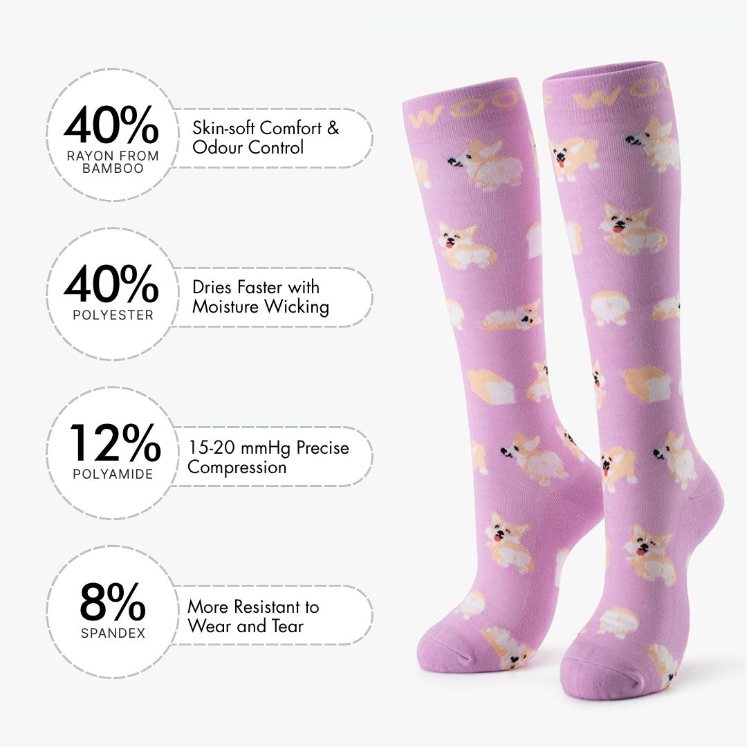 Loafing Corgis Bamboo Compression Socks | Dr. Woof Apparel