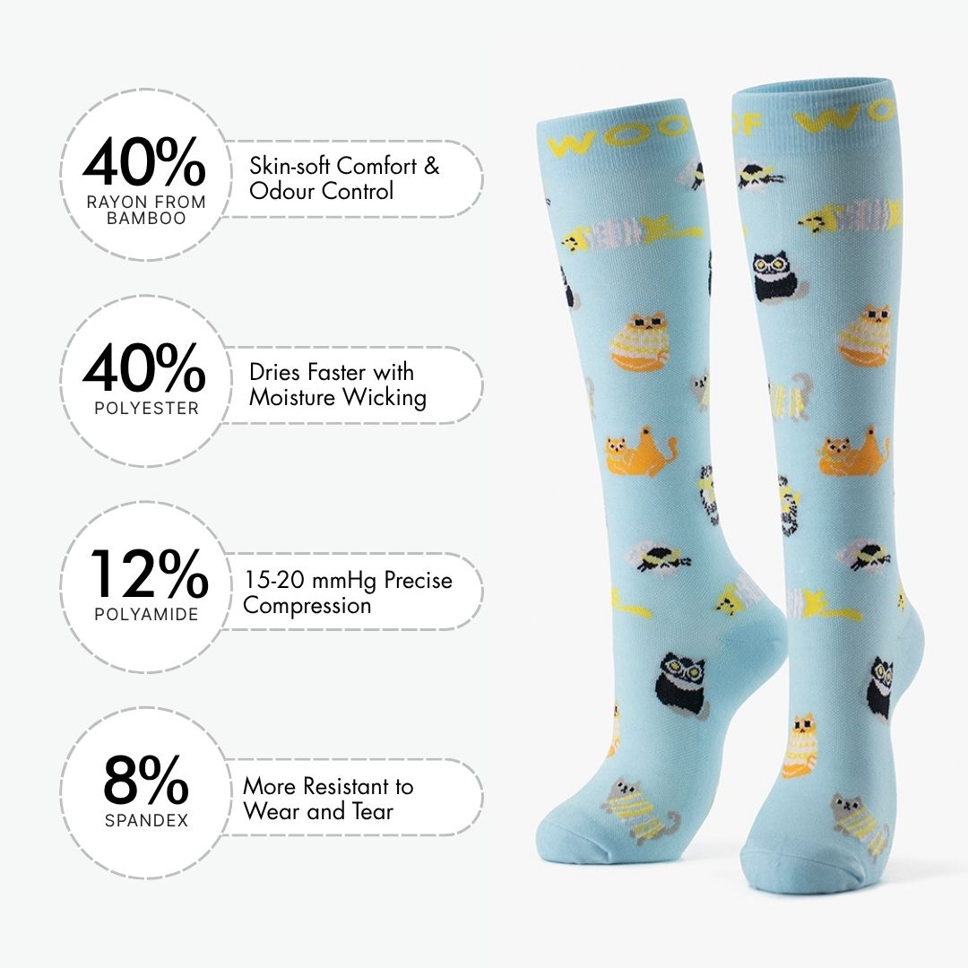 Cool Cats Bamboo Compression Socks | Dr. Woof Apparel