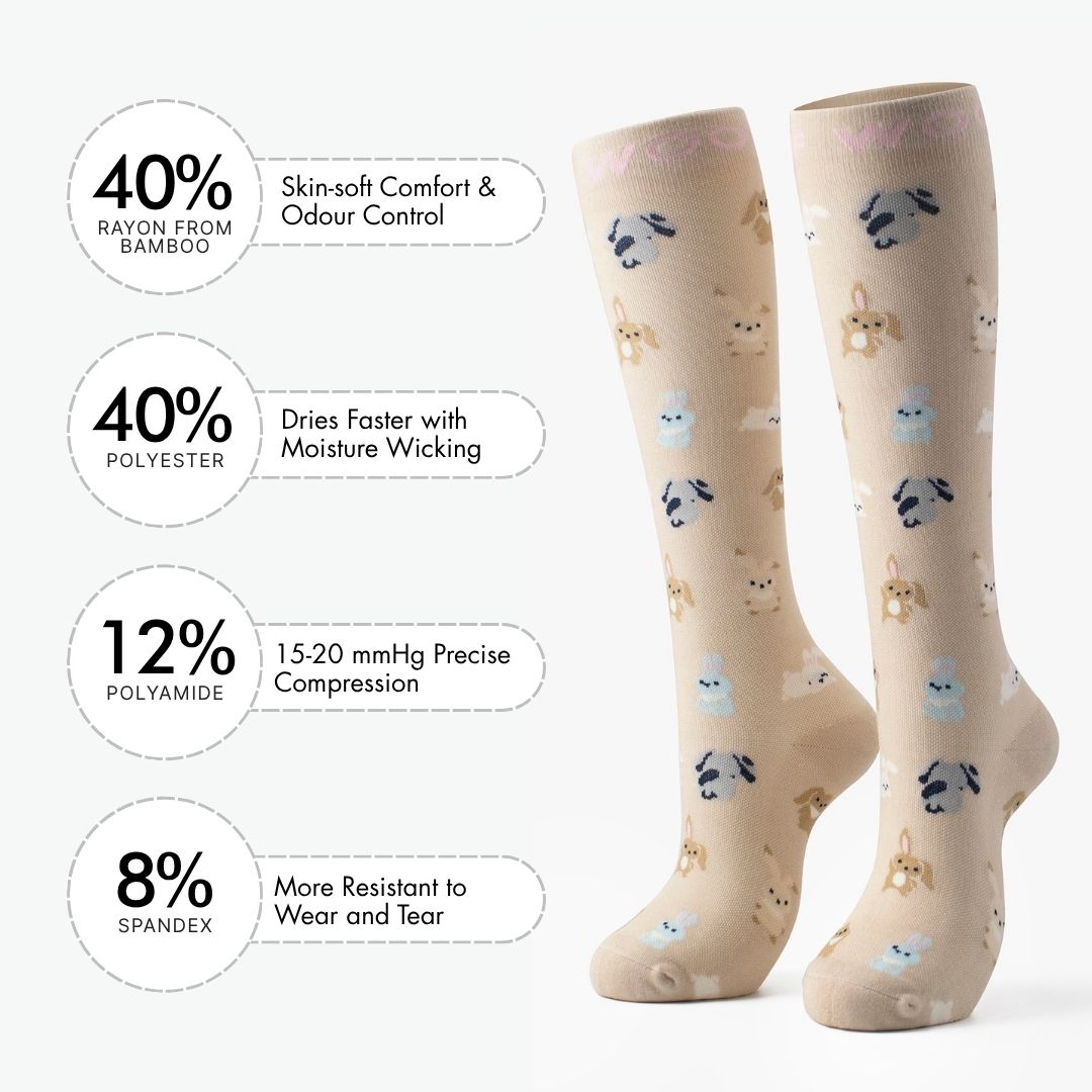 Bunnies Bamboo Compression Socks | Dr. Woof Apparel