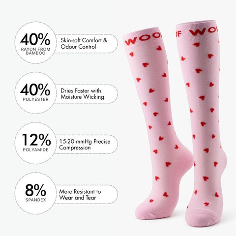 Tiny Hearts Bamboo Compression Socks | Dr. Woof Apparel