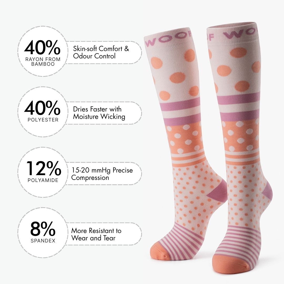 Spotty Spice Bamboo Compression Socks | Dr. Woof Apparel display picture 2