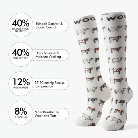 Cows Bamboo Compression Socks | Dr. Woof Apparel