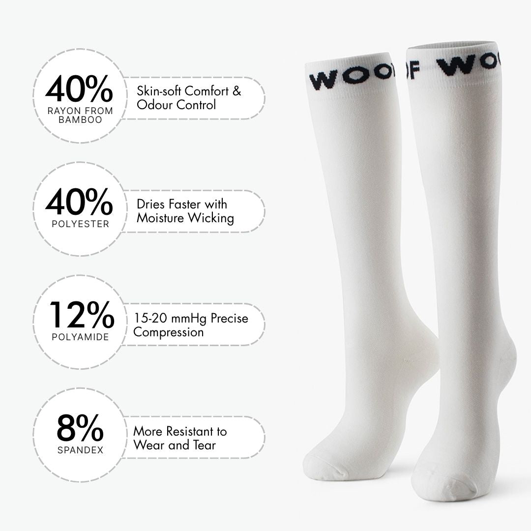 White Bamboo Compression Socks | Dr. Woof Apparel
