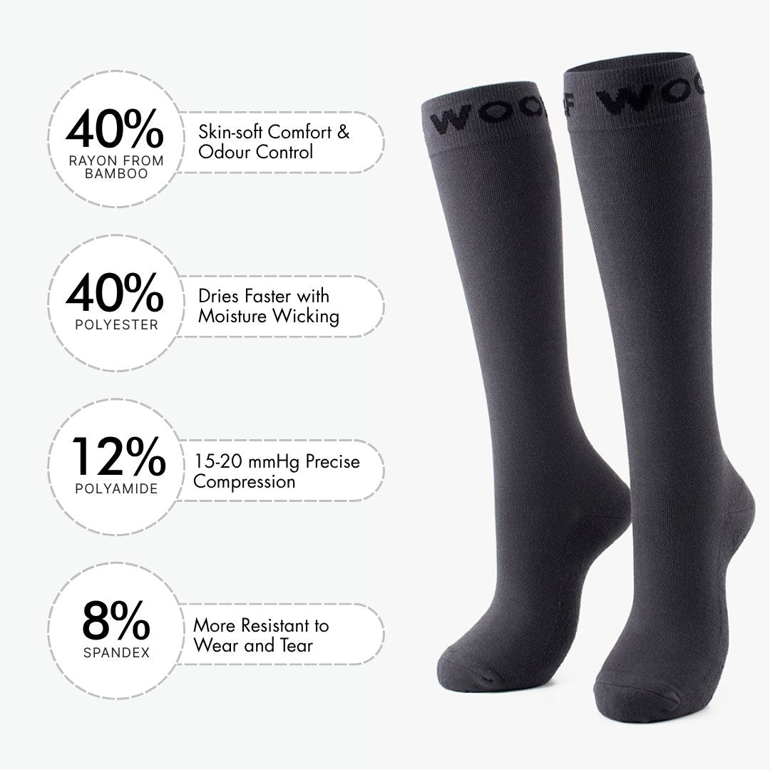 Shadow Grey Bamboo Compression Socks | Dr. Woof Apparel