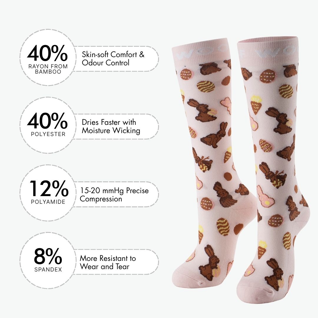 Yummy Bunnies Bamboo Compression Socks | Dr. Woof Apparel