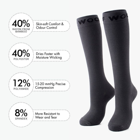 Shadow Grey Bamboo Compression Socks | Dr. Woof Apparel