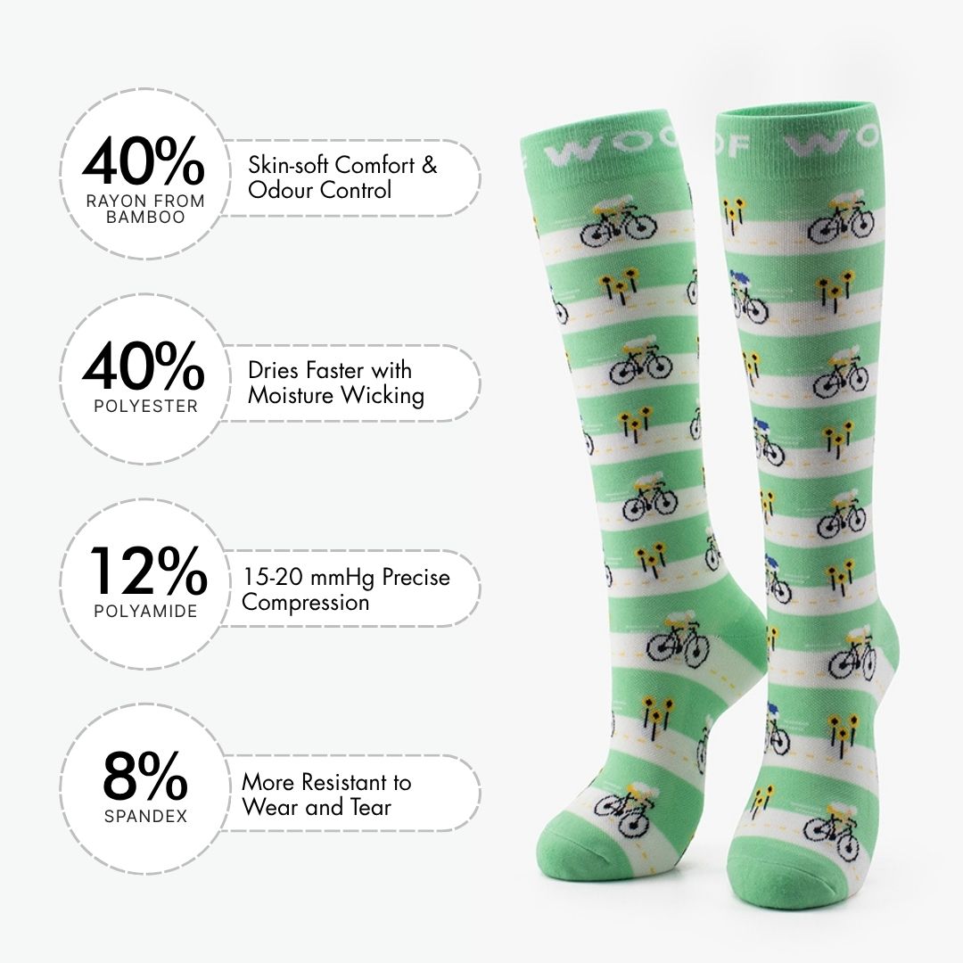 Tour de Socks Bamboo Compression Socks | Dr. Woof Apparel