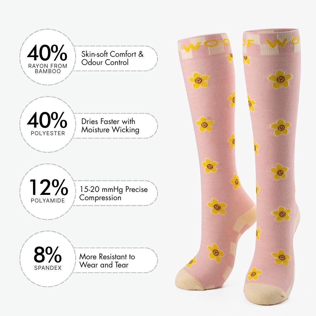 Daisy Delight Compression Socks | Dr. Woof Apparel