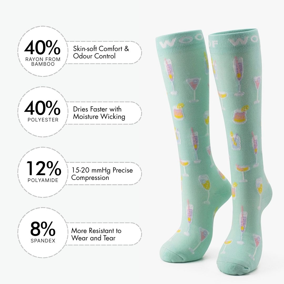 Cocktail Hour Bamboo Compression Socks | Dr. Woof Apparel
