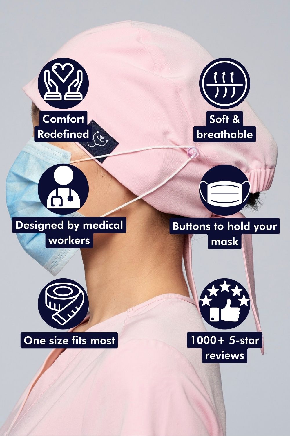 Perfect Match Sweat-Wicking Scrub Cap — Baby Pink