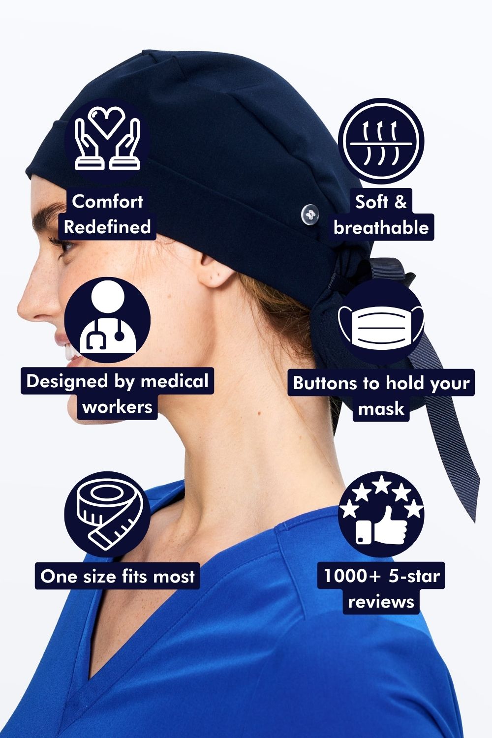 Perfect Match Sweat-Wicking Scrub Cap — Navy