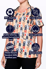 Paw Print Women’s 3-Pocket Scrub Top