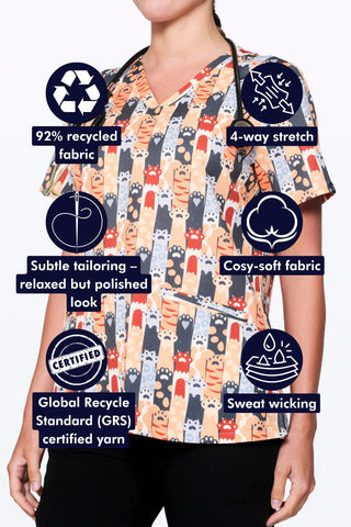 Paw Print Women’s 3-Pocket Scrub Top