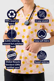 Daisy Delight Women’s 3-Pocket Scrub Top