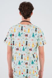 Christmas Tails Men’s 3-Pocket Scrub Top