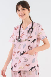 Cats Cats Cats Women’s 3-Pocket Scrub Top