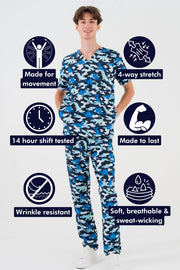 Camosaurus Rex Men's 3-Pocket Scrub Top