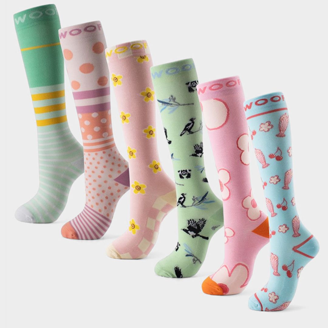 Pattern Party Bamboo Compression Socks 6 Pack