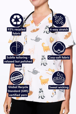 Lazy Cats Women’s 3-Pocket Scrub Top