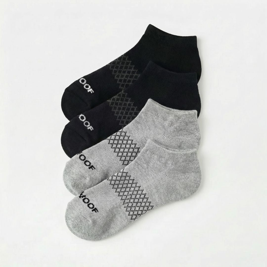Compression Socks Packing 4 Pack Bamboo Ankle Compression Socks | Black & Grey | Dr Woof Apparel