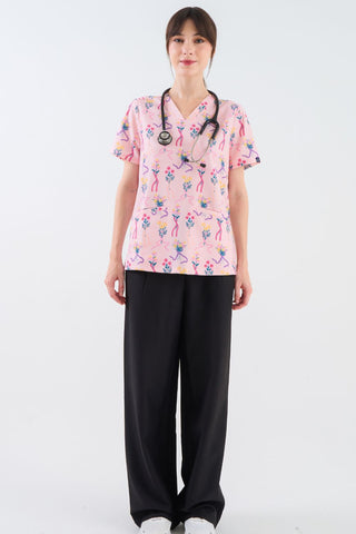 1 in 7: Breast Cancer Awareness Women’s 3-Pocket Scrub Top