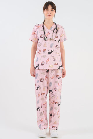 Cats Cats Cats Women’s 3-Pocket Scrub Top