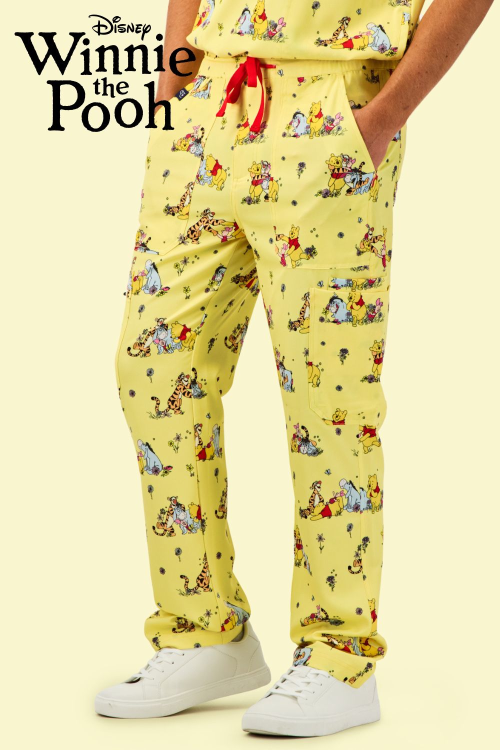Disney’s Winnie the Pooh and Friends Men’s Scrub Pants, Favourite Day