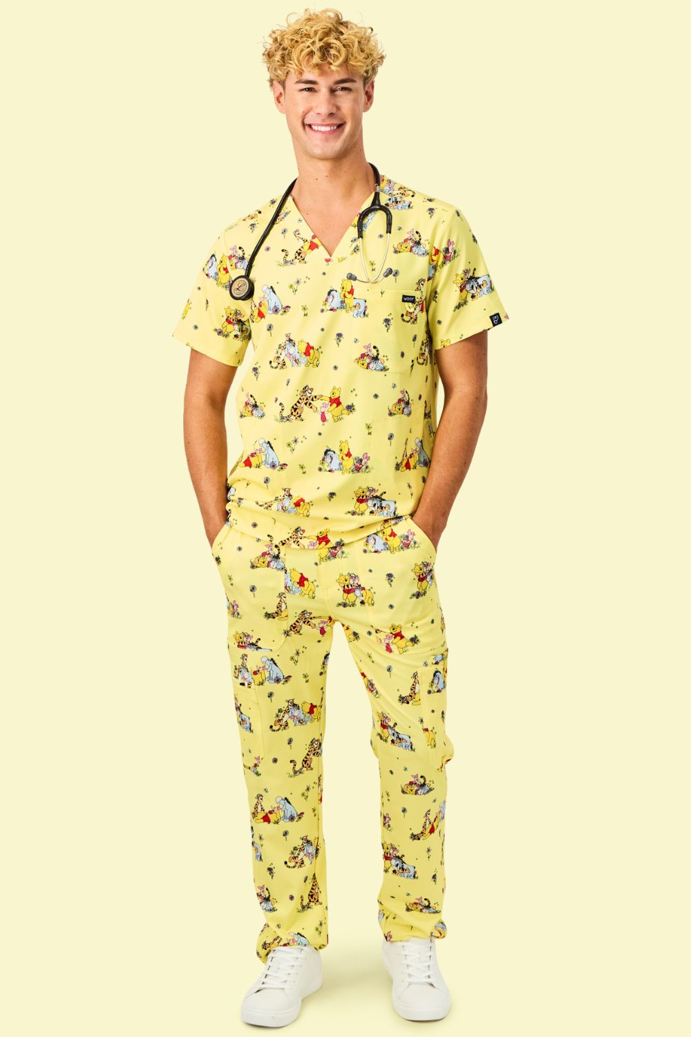 Disney’s Winnie the Pooh and Friends Men’s Scrub Pants, Favourite Day