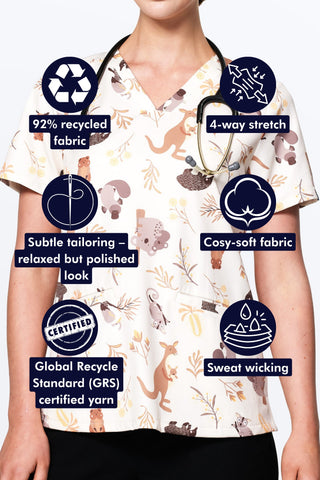 Aussie Natives Women’s 3-Pocket Scrub Top