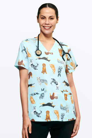 Down Under Dogs Women’s 3-Pocket Scrub Top