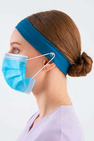 Caribbean Blue Headband and Mask Holder