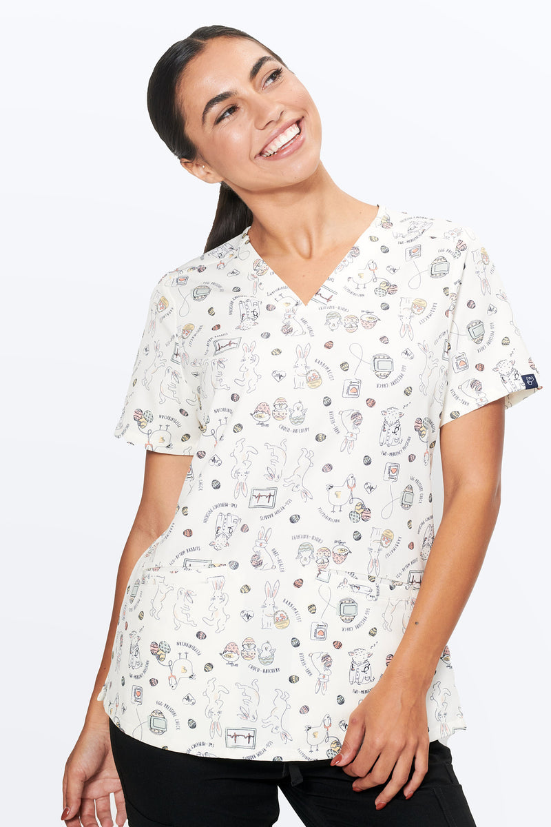Hoppy Easter Scrubs - Fun Printed Scrub Tops | Dr Woof Apparel