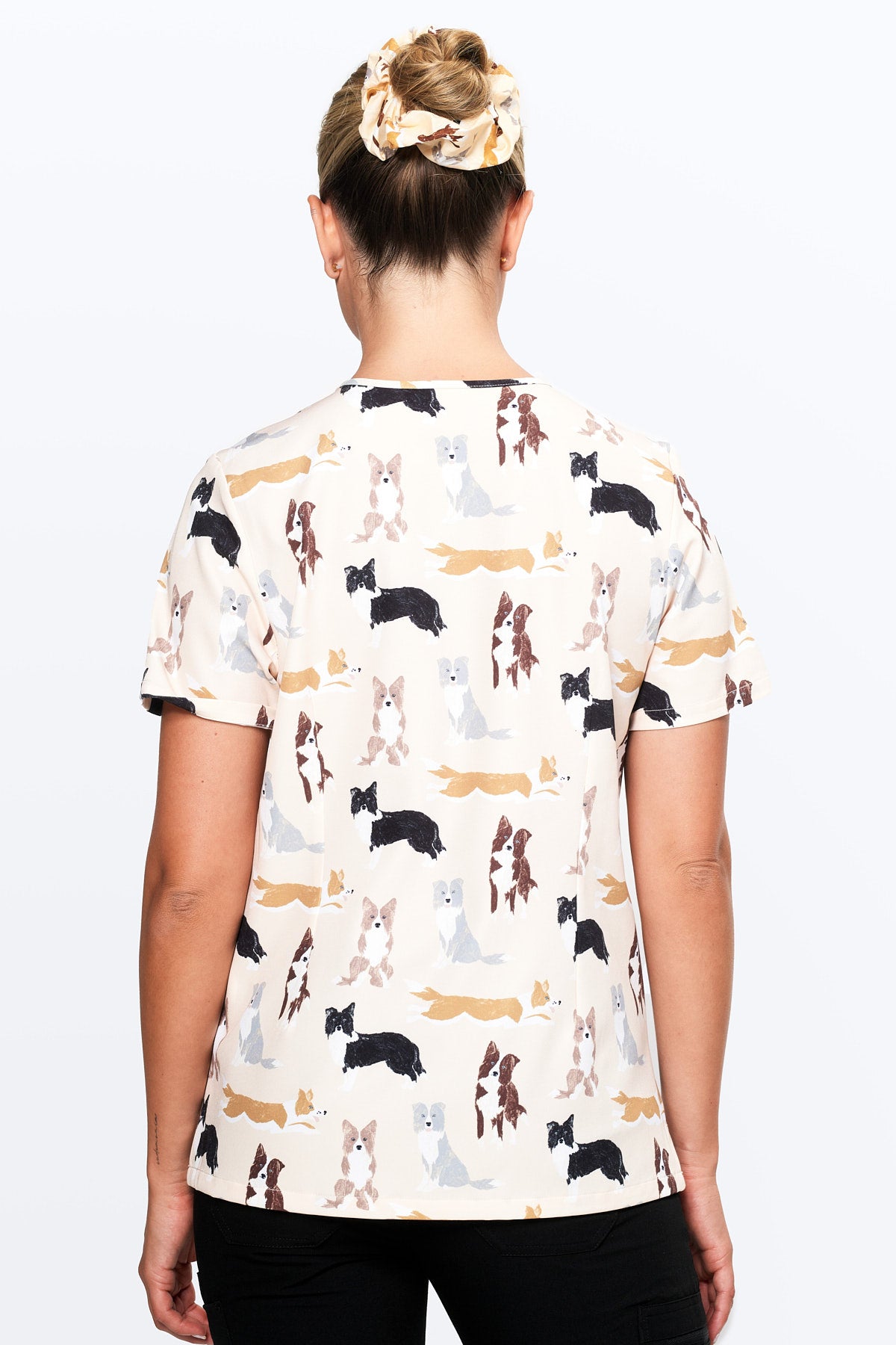 Border Collies Women’s 3-Pocket Scrub Top