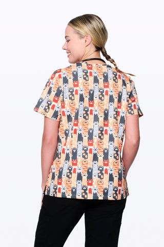 Paw Print Women’s 3-Pocket Scrub Top