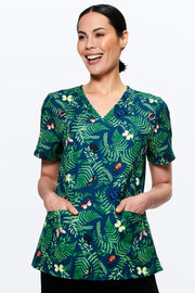 Bushland Butterflies Women’s 3-Pocket Scrub Top