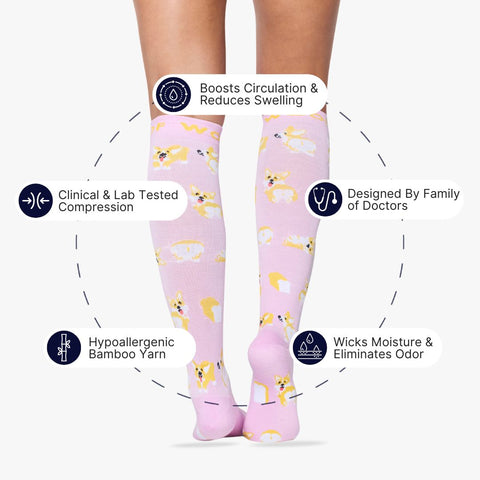 Loafing Corgis Bamboo Compression Socks